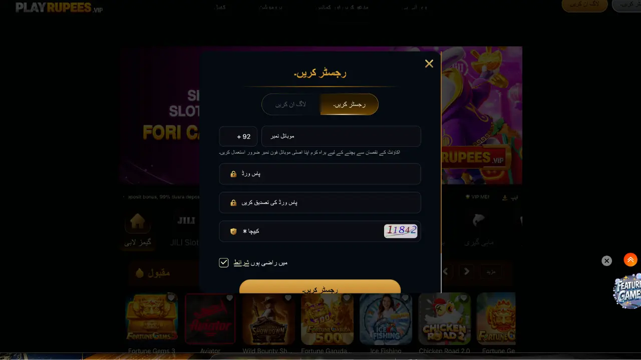 Play Rupees registration dashboard with account and wallet options